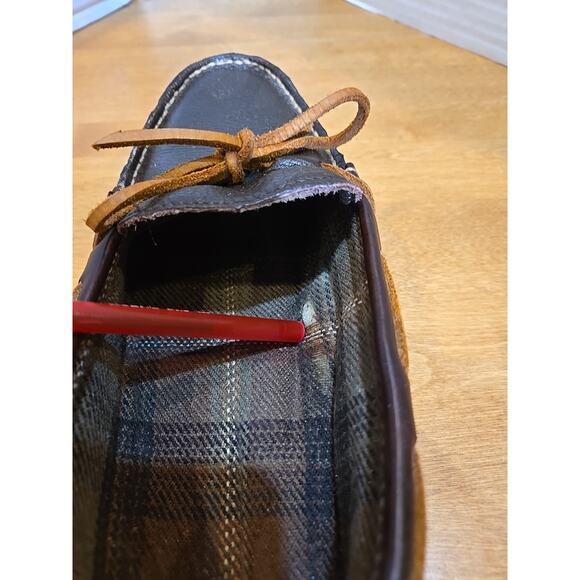 LL Bean Leather Slippers Flannel Lined Rubber Soles Mens 9M Preppy Outdoor Maine - Picture 10 of 10